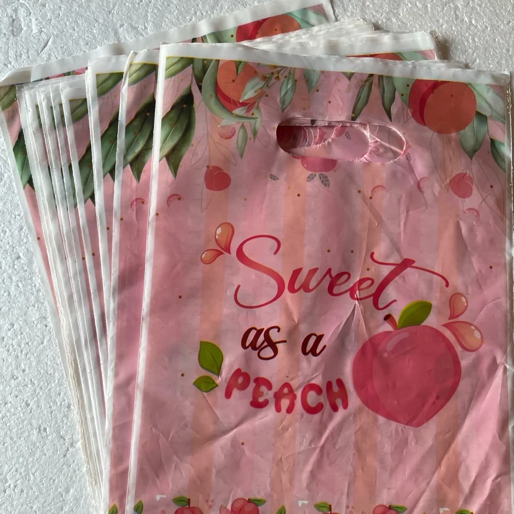 NWOT “Sweet as a Peach” Orange, White & Pink Gift Bag 20 Goodie Bags 10.2 X 7.1”